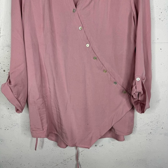 Soft Surroundings Button Wrap Tunic Top Side Button Tab Sleeves Large - Picture 3 of 10